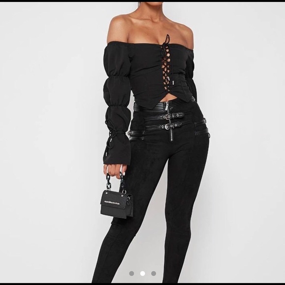 MANIERE DE VOIR Lace up Top Size UK 10/US 6 - Picture 2 of 3